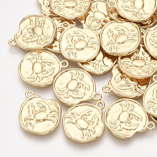 

PandaHall Brass Pendants, Flat Round with Constellations, Real 18K Gold Plated, Cancer, 16x14x1~1.5mm, Hole: 1mm Brass Cancer