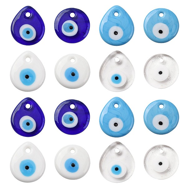 16 pieza de 2 estilos de colgantes de lámpara de mal de ojo hechos a mano