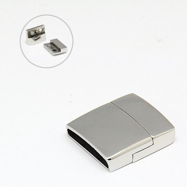 

PandaHall 304 Stainless Steel Magnetic Clasps with Glue-in Ends, Rectangle, 23x21x6mm, Hole: 4x18.5mm 304 Stainless Steel Rectangle