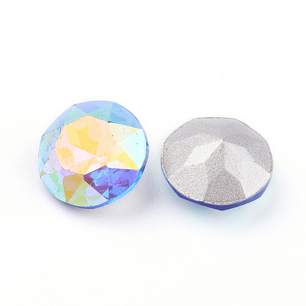 

PandaHall Pointed Back Glass Rhinestone Cabochons, Grade A, Faceted, AB Color Plated, Flat Round, Sapphire AB, 10x5mm Glass Rhinestone Flat..., Blue