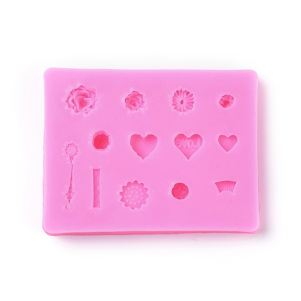 

PandaHall Food Grade Silicone Molds, Fondant Molds, For DIY Cake Decoration, Chocolate, Candy, UV Resin & Epoxy Resin Jewelry Making, Mixed..., Pink