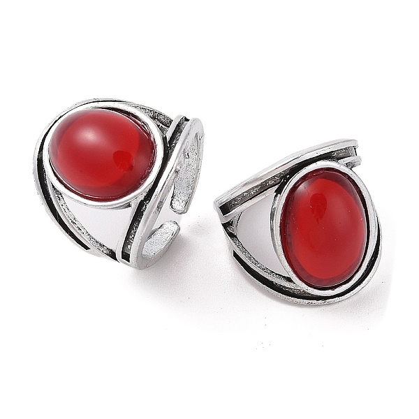

PandaHall Oval Resin Finger Ring, Alloy Wide Open Cuff Rings, Antique Silver, Cadmium Free & Lead Free, Red, 23.5mm, Inner Diameter...