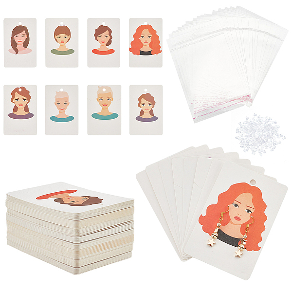

PandaHall 112Pcs Rectangle with Girl Pattern Paper Earring Display Cards, with 112Pcs OPP Cellophane Bags, 230Pcs Plastic Ear Nuts, for..., Multicolor