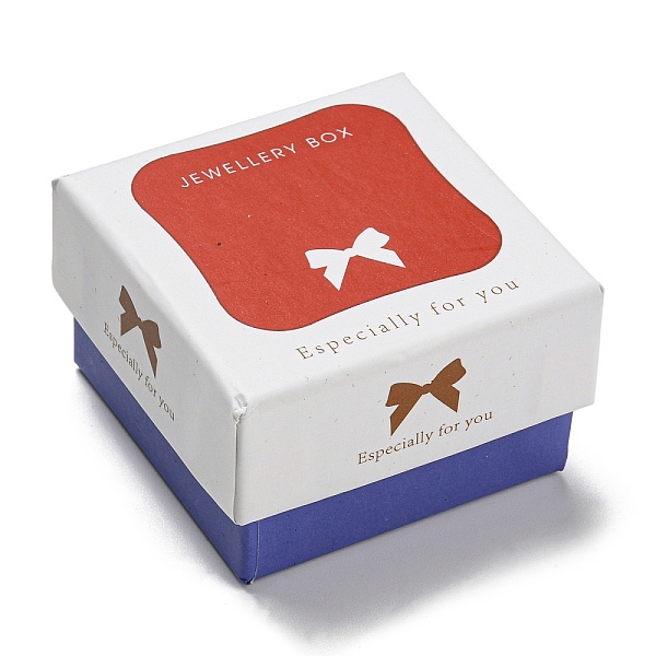 

PandaHall Cardboard Jewelry Box, Bowknot Print Jewelry Case for Brooch, Ring, Earring Packaging, Square, Tomato, 5.1x5.1cm, 46x46mm inner..., Red