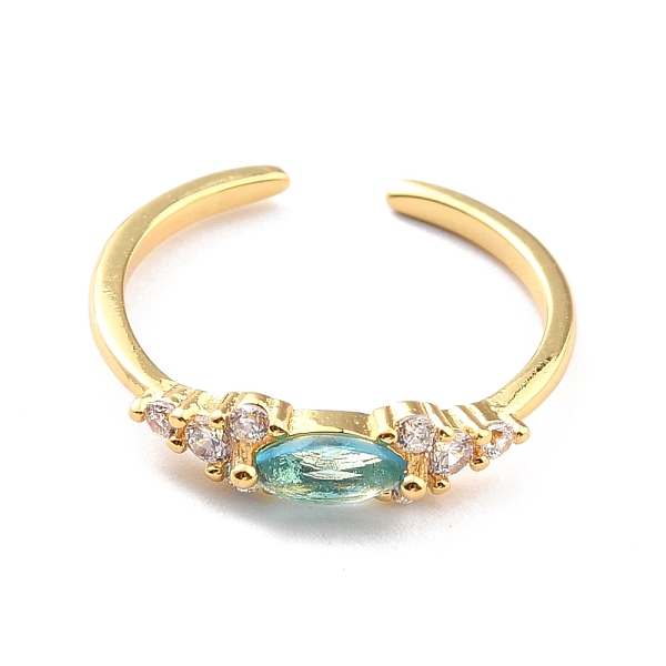 

PandaHall Cubic Zirconia Horse Eye Cuff Ring, Real 18K Gold Plated Brass Open Ring for Women, Cadmium Free & Nickel Free & Lead Free, Sky...