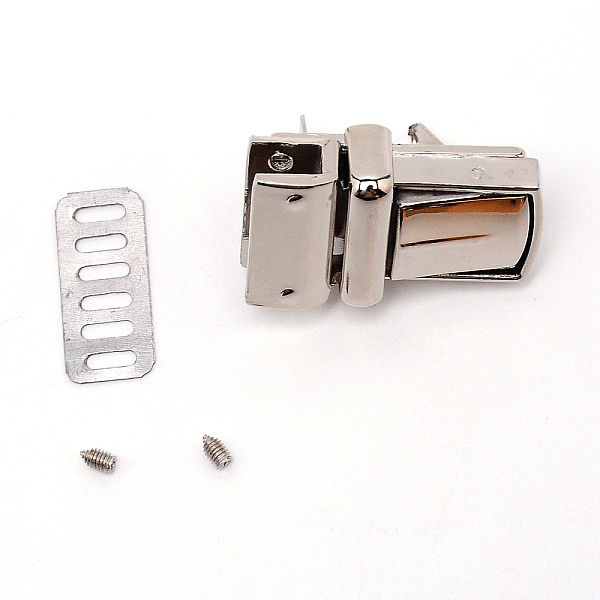 

PandaHall Zinc Alloy Bag Twist Lock Clasps, Handbags Turn Lock, with Iron Shim and Screws, Square, Platinum, 3.9x2.3x2.4cm Alloy