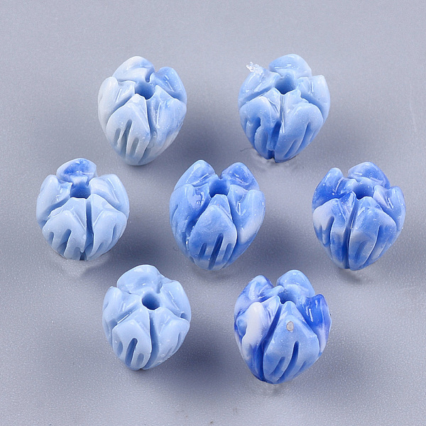 

PandaHall Synthetic Coral Beads, Dyed, Flower Bud, Royal Blue, 8.5x7mm, Hole: 1mm Synthetic Coral Blue