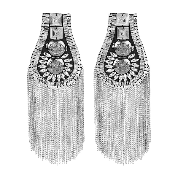 

PandaHall SUPERFINDINGS 2Pcs Fashion Tassel Epaulettes Metal Punk Shoulder Badge Detachable Platinum Epaulet Shoulder Decoration Fixed by...