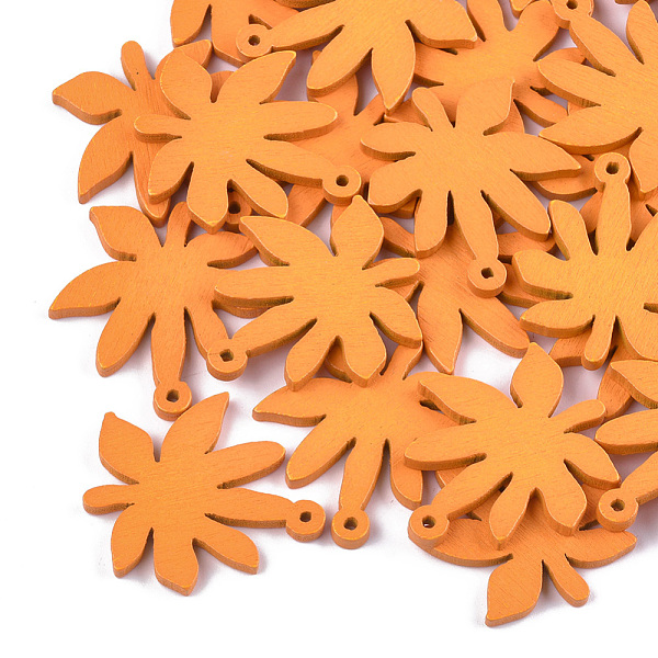 

PandaHall Painted Poplar Wood Pendants, Leaf, Orange, 32x30x3mm, Hole: 1.5mm Wood Leaf Orange