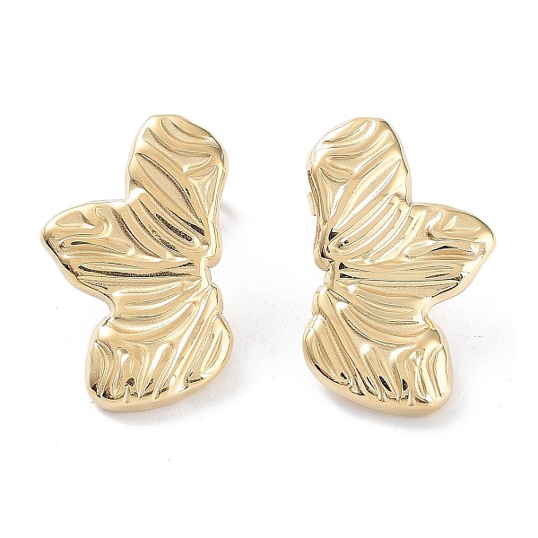 

PandaHall 304 Stainless Steel Stud Earrings, Leaf, Real 14K Gold Plated, 25x16mm 304 Stainless Steel Leaf