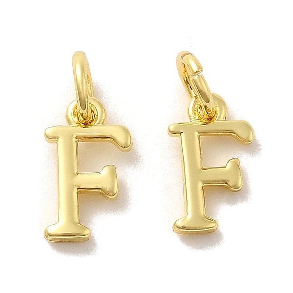 

PandaHall Brass Pendants, with Jump Ring, Letter F, 10x6x1.5mm, Ring: 5x1mm, inner diameter: 3mm Brass Letter F
