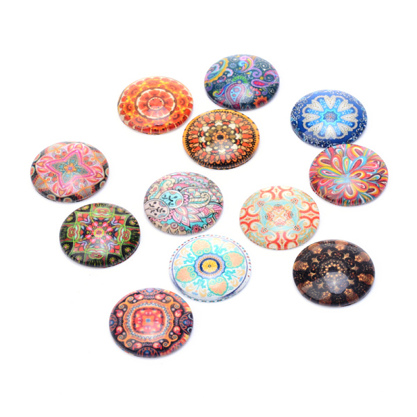 

PandaHall Glass Cabochons, For DIY Projects, Half Round/Dome, Mixed Color, 12x4mm Glass Half Round Multicolor