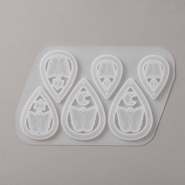 

PandaHall DIY Teardrop Pendant Silhouette Silicone Molds, Resin Casting Molds, for UV Resin, Epoxy Resin jewelry Making, Butterfly Pattern..., White