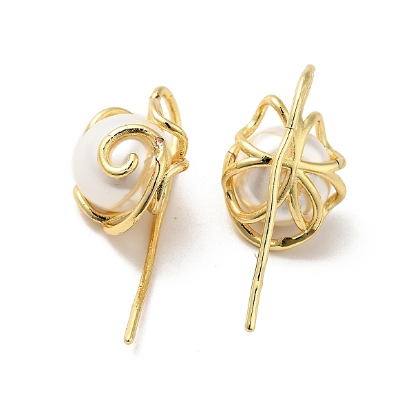 

PandaHall ABS Pearl Flower Dangle Earrings, Rack Plating Brass Jewelry for Women, Real 18K Gold Plated, 30.5mm, Pin: 1mm Brass White