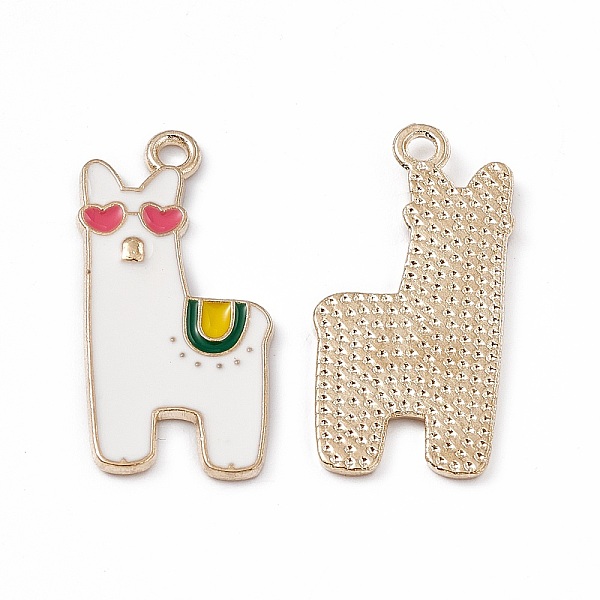 

PandaHall Alloy Enamel Pendants, Light Gold, Alpaca Charm, Light Gold, White, 27.5x13x1mm, Hole: 1.8mm Alloy+Enamel Other Animal White