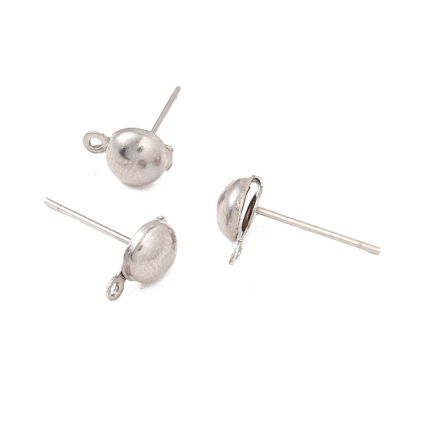 

PandaHall 304 Stainless Steel Stud Earring Findings, with Horizontal Loop, Half Round, Stainless Steel Color, 9x6mm, Hole: 1mm, Pin: 0.7mm...