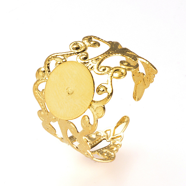

PandaHall Adjustable Brass Ring Shanks, Filigree Ring Base Findings, Golden, Tray:8mm, 19mm Brass