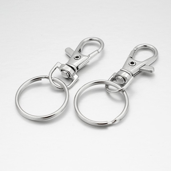

PandaHall Alloy Swivel Clasps with Iron Key Rings, Platinum, 36x15x5mm Alloy