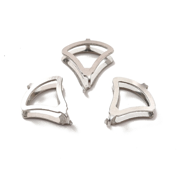 

PandaHall 304 Stainless Steel Snap On Bails, Fan, Stainless Steel Color, 11x9.5x3mm, Pin: 0.9mm 304 Stainless Steel
