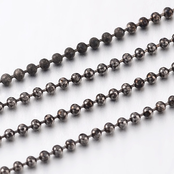 

PandaHall Soldered Brass Faceted Ball Chain, Gunmetal, 1.2mm Brass