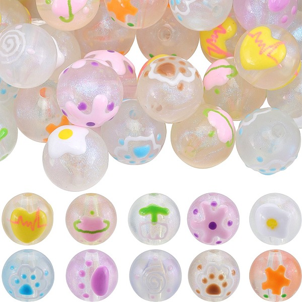 

PandaHall SUNNYCLUE 40Pcs 10 Colors Transparent Acrylic Beads, Luminous, Round, Glow in Dark, Mixed Color, 15~16.5x14.5~15mm, Hole: 3mm..., Multicolor