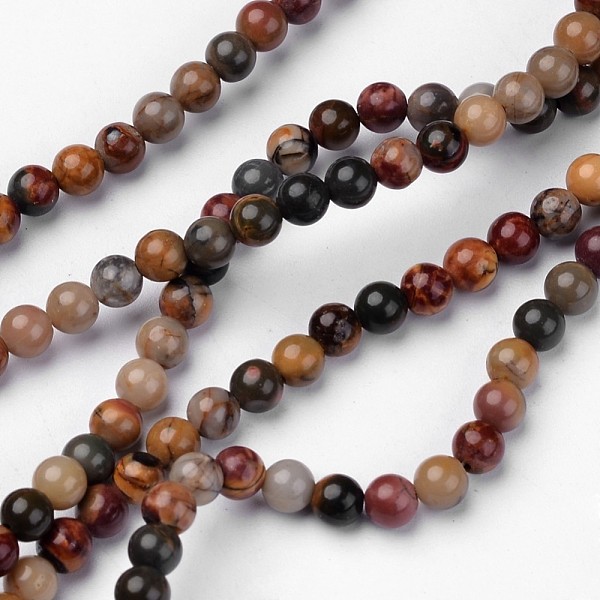 

PandaHall Natural Polychrome Jasper/Picasso Stone/Picasso Jasper Beads Strands, Round, 4mm, Hole: 1mm, about 93pcs/strand, 15.2 inch Picasso...
