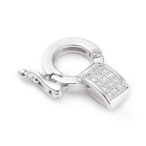 

PandaHall Brass Micro Pave Clear Cubic Zirconia Twister Clasps, Long-Lasting Plated, Platinum, 18x13.5x6mm, Hole: 5.5x3.5mm Brass+Cubic...