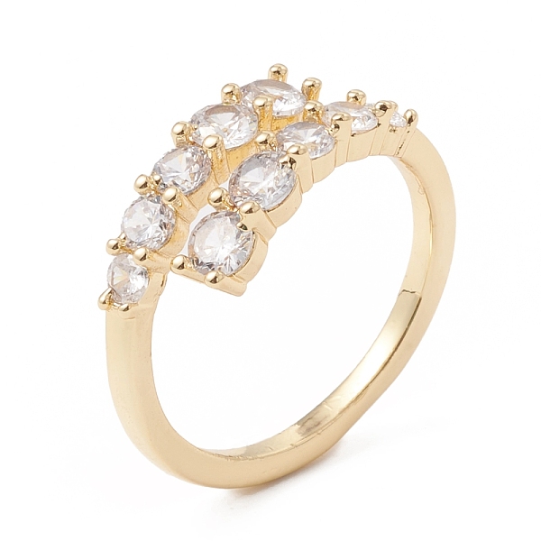 

PandaHall Clear Cubic Zirconia Open Cuff Ring, Rack Plating Brass Jewelry for Women, Lead Free & Cadmium Free, Real 18K Gold Plated, US Size...