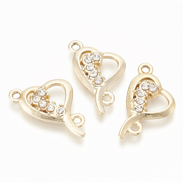 

PandaHall Alloy Rhinestone Links connectors, Heart Key, Light Gold, 22x16x2.5mm, Hole: 1.6mm Alloy+Rhinestone Key Clear