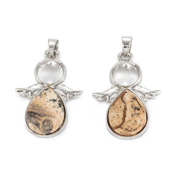 

PandaHall Natural Picture Jasper Pendants, with Platinum Tone Alloy Findings, Angel, 35x24.5x6mm, Hole: 6x5mm Picture Jasper Angel & Fairy