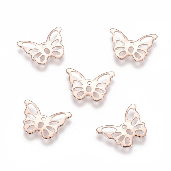 

PandaHall 304 Stainless Steel Charms, Butterfly, Rose Gold, 10.5x15x0.6mm, Hole: 1~4mm 304 Stainless Steel Butterfly