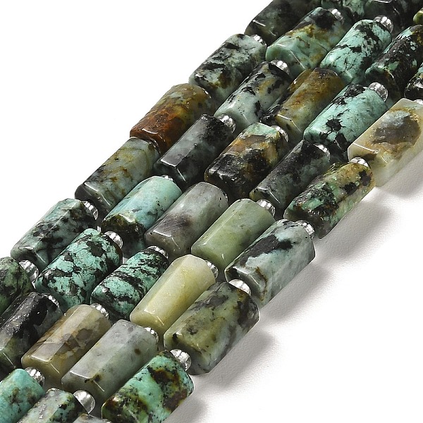 

PandaHall Natural African Turquoise(Jasper) Beads Strands, with Seed Beads, Faceted, Column, 8.5~11x5.5~6.5mm, Hole: 1mm, about...