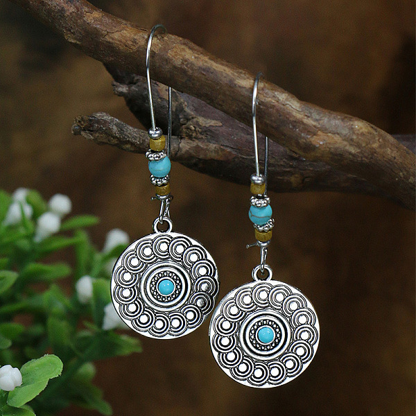 

PandaHall Elegant and Stylish Turquoise Earrings with Unique Personality Charm Acrylic Flat Round