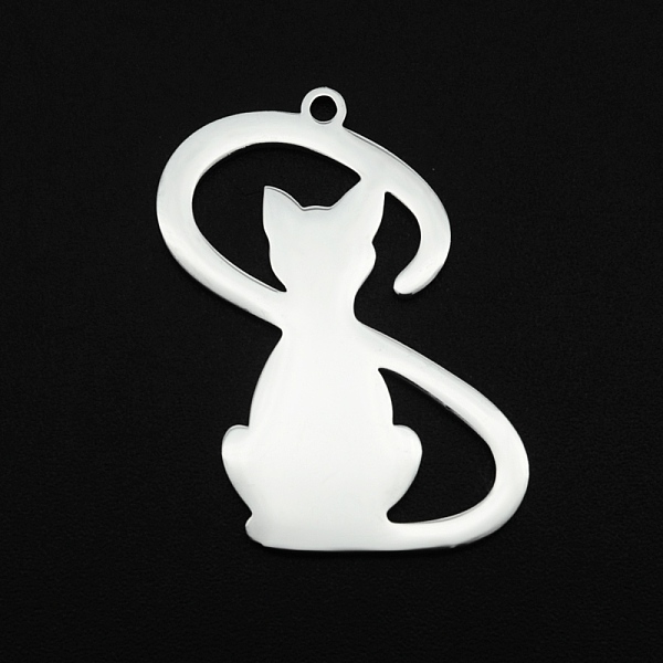 

PandaHall 201 Stainless Steel Pendants, Laser Cut, Cat Shape, Stainless Steel Color, 30x18x1mm, Hole: 1.6mm 201 Stainless Steel Cat Shape