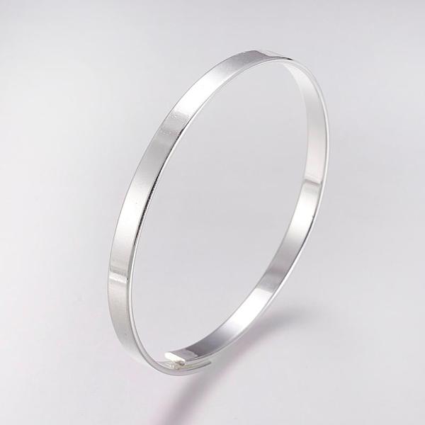 

PandaHall Brass Bangles, Silver Color Plated, 2-3/8 inch(59mm) Brass Silver