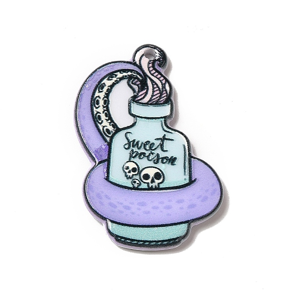 

PandaHall Printed Acrylic Pendants, Octopus Theme Charm, Bottle Pattern, 35x23x2.5mm, Hole: 1.6mm Acrylic Bottle Purple