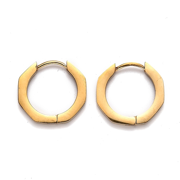 

PandaHall 304 Stainless Steel Octagon Huggie Hoop Earrings, Golden, 16x17.5x2mm, Pin: 1mm 304 Stainless Steel Octagon