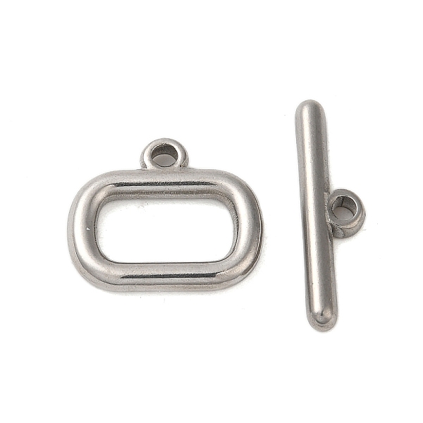 

PandaHall 304 Stainless Steel Toggle Clasps, Oval, Stainless Steel Color, oval: 15x17x3mm, Hole: 1.8mm, Bar: 5.5x22x3mm, Hole: 2mm 304...
