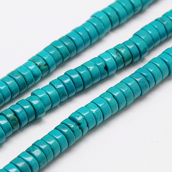 

PandaHall Dyed Natural Magnesite Beads Strands, Heishi Beads, Flat Round/Disc, Turquoise, 6x3mm, Hole: 1mm, about 133pcs/strand, 15.7 inch..., Green