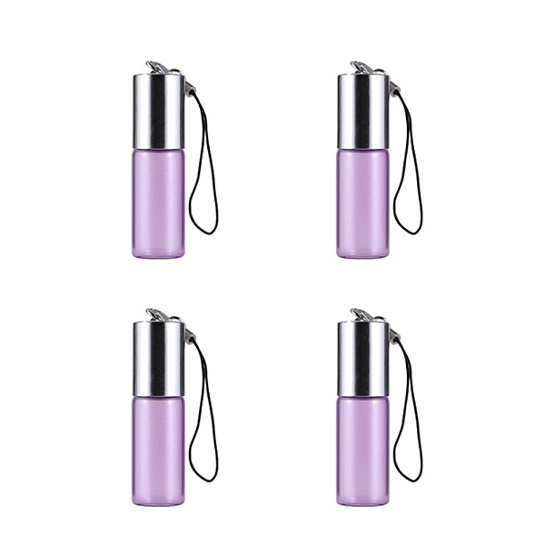 

PandaHall Glass Aromatherapy Refillable Bottle, Roller Ball Bottles, with Aluminium Oxide Cover & PP Plug, Column, Lilac, 2x5.5cm, Capacity..., Purple