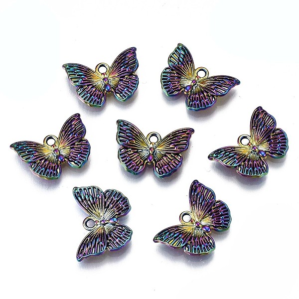 

PandaHall Alloy Pendants, Cadmium Free & Lead Free, Butterfly, Rainbow Color, 13x18x3mm, Hole: 1.6mm Alloy Butterfly