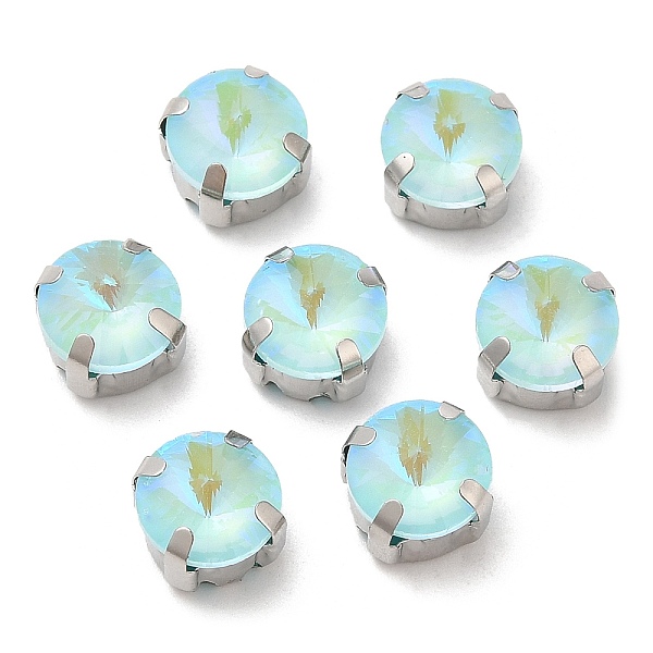 

PandaHall Mocha Fluorescent(MI) Flat Round Sew on Rhinestone, Multi-strand Links, with Brass Prong Settings, Garments Accessories..., Cyan