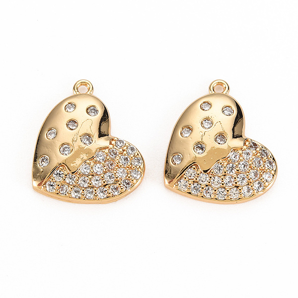 

PandaHall Brass Micro Pave Clear Cubic Zirconia Pendants, Nickel Free, Heart, Real 18K Gold Plated, 15x13x2mm, Hole: 1mm Brass+Cubic...