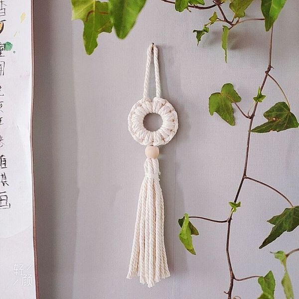 

PandaHall Cotton Cord Macrame Woven Wall Hanging, with Plastic Non-Trace Wall Hooks, for Nursery and Home Decoration, Floral White...