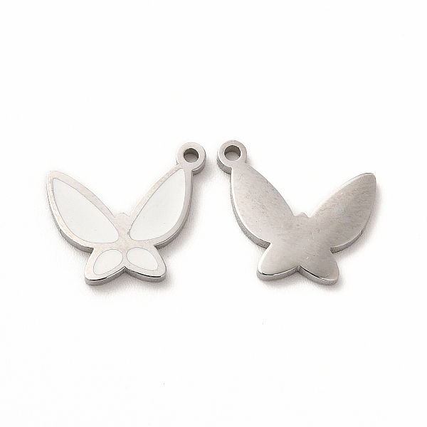 

PandaHall 304 Stainless Steel Enamel Pendants, Butterfly, White, 15x13x1mm, Hole: 1.2mm Alloy+Enamel Butterfly White