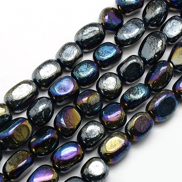 

PandaHall Electroplate Non-magnetic Synthetic Hematite Nuggets Beads Strands, Tumbled Stone, Multi-color Plated, 13~23x10~14x8~13mm, Hole..., Black