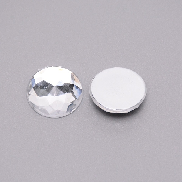

PandaHall Acrylic Faceted Cabochons, Flat Round, Clear AB, 20x5mm, 200pcs/bag Acrylic Rhinestone Flat Round White