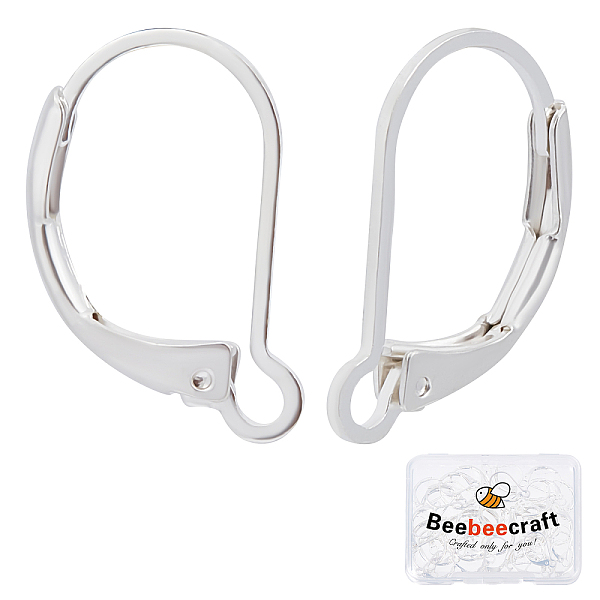 

PandaHall Beebeecraft 1 Box 50Pcs Leverback Earring Findings 925 Sterling Silver Plated Clasp Earring Hooks 15.5x10mm Ear Wire Clip Earring...