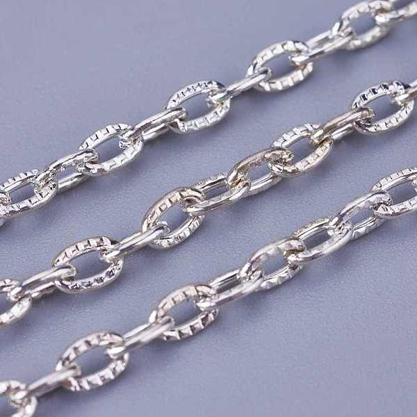 

PandaHall Iron Textured Cable Chains, Unwelded, with Spool, Silver Color Plated, 3x2x0.5mm, about 328.08 Feet(100m)/roll Iron