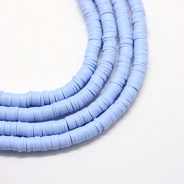 

PandaHall Flat Round Handmade Polymer Clay Bead Spacers, Cornflower Blue, 4x1mm, Hole: 1mm, about 380~400pcs/strand, 17.7 inch Polymer Clay...